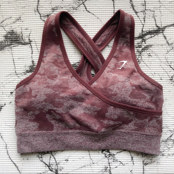 GYMSHARK Camo Seamless Sports Bra Berry XS-S - Picture 7 of 10